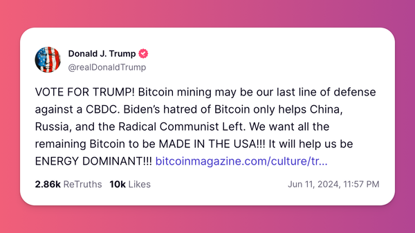 Trump Voices Support for More Domestic BTC Mining